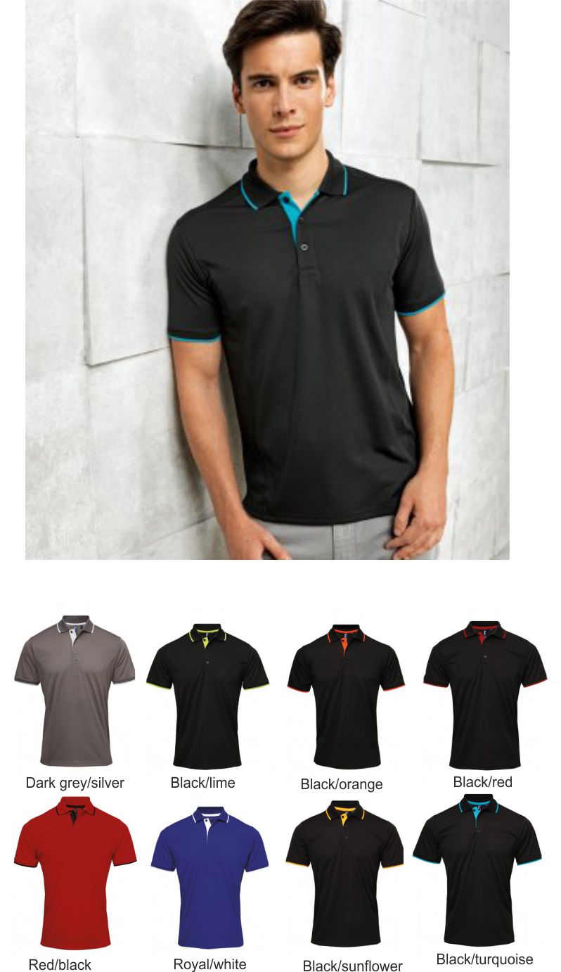 Premier PR618 Contrast Coolchecker Polo Shirt - Click Image to Close